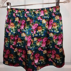 VICTORIA'S SECRET LADIES 100% SILK BOXERS - FLORAL ELASTIC WAIST W/BUTTONS SMALL